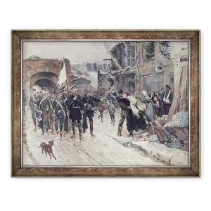 Tablou inramat - Alphonse Marie de Neuville - Intrarea in Belfort a comandantului german purtand steagul armistitiului, 4 noiembrie 1870, 60 x 80 cm