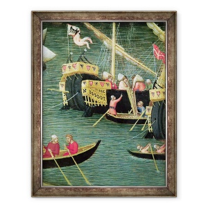 Tablou inramat - Ambrogio Lorenzetti - Sfantul Nicolae salveaza Mira de foamete, detaliu al unei nave, 70 x 90 cm