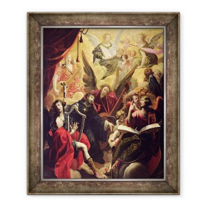 Tablou inramat - Ambroise Fredeau - Sfantul Nicolae din Tolentino cu un concert de ingeri, 50 x 60 cm