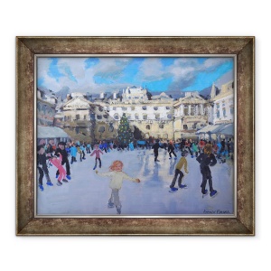 Tablou inramat - Andrew Macara - Patinaj de Craciun, Casa Somerset, in timpul zilei, 50 x 60 cm
