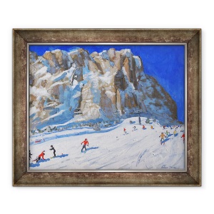 Tablou inramat - Andrew Macara - Schi pe munte, Selva Gardena, 50 x 60 cm