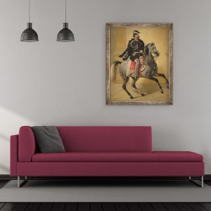 Tablou inramat - Angelo Inganni - Portretul ecvestru al lui Victor Emmanuel al II-lea al Italiei, 50 x 60 cm - Img 2