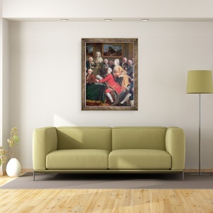 Tablou inramat - Anicet-Charles Lemonnier - O serata la casa doamnei Geoffrin detaliu al lui Lekain si domnisoarei Clairon, 60 x 80 cm - Img 2