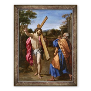 Tablou inramat - Annibale Carracci - Hristos Se infatiseaza Sfantului Petru pe Calea Appiana, 70 x 90 cm