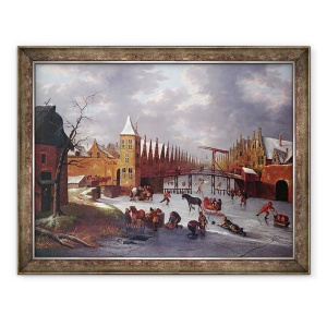 Tablou inramat - Anthonie Beerstraten - Poarta orasului Amsterdam, 70 x 90 cm