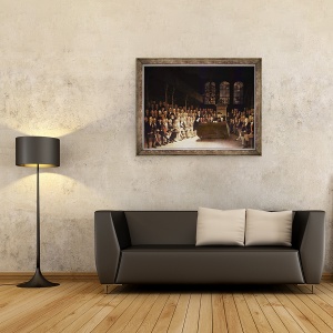 Tablou inramat - Anton Hickel - William Pitt s-a adresat Camerei Comunelor cu privire la Declaratia Franceza de Razboi 1793, 70 x 90 cm - Img 2