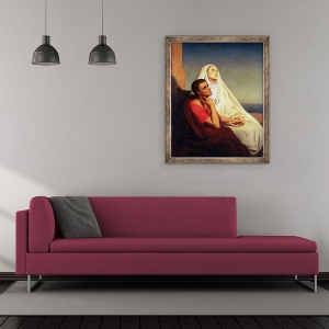 Tablou inramat - Ary Scheffer - Sfantul Augustin si mama sa Sfanta Monica, 50 x 60 cm - Img 2