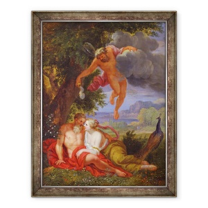 Tablou inramat - Balthasar Beschey - Hypnos ii trimite pe Jupiter si Juno sa doarma, 60 x 80 cm