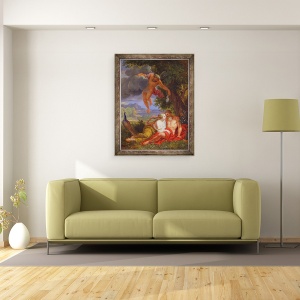 Tablou inramat - Balthasar Beschey - Hypnos ii trimite pe Jupiter si Juno sa doarma, 60 x 80 cm - Img 2