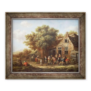 Tablou inramat - Barend Gael - taranii Merry-Facand in afara unui han, 50 x 60 cm