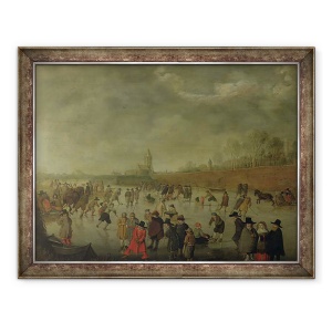 Tablou inramat - Barent Avercamp - Scene de patinaj la Kampen, 70 x 90 cm