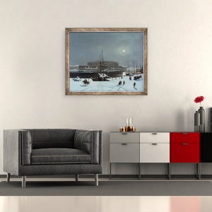 Tablou inramat - Baron Karl-Stefan Bennet - Vedere la Palatul Regal din Stockholm in timpul iernii, 50 x 60 cm - Img 2