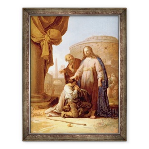 Tablou inramat - Bartholomeus Breenbergh - Hristos si tanarul conducator bogat, 60 x 80 cm