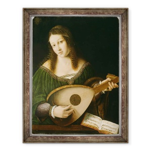 Tablou inramat - Bartolomeo Veneto - Doamna jucand o lauta, 70 x 90 cm