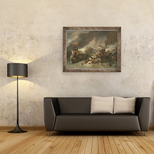 Tablou inramat - Benjamin West - Batalia de la La Hogue, 60 x 80 cm - Img 2