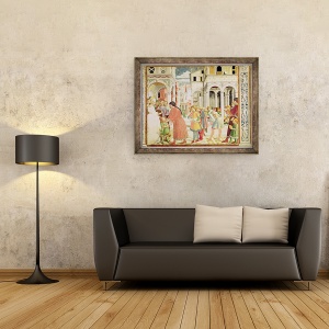 Tablou inramat - Benozzo di Lese di Sandro Gozzoli - Sfantul Augustin este condus de parintii sai la scoala din Tagaste, din viata Sfantului Augustin, 60 x 80 cm - Img 2