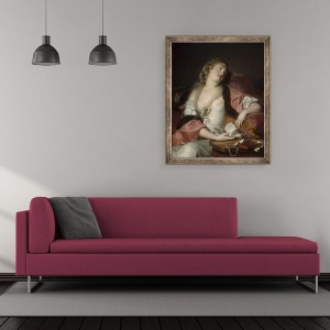 Tablou inramat - Bernard d' Agescy - Lady Citind scrisorile lui Heloise si Abelard, 50 x 60 cm - Img 2