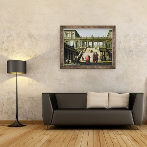 Tablou inramat - Bernardo Bellotto - Peisaj ideal cu trepte palatului, 60 x 80 cm - Img 2