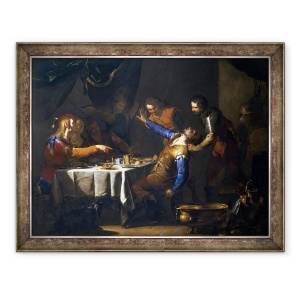 Tablou inramat - Bernardo Cavallino - Uciderea lui Amnon de catre fratele sau Absalom, 70 x 90 cm