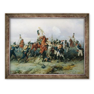 Tablou inramat - Bogdan Willewalde - Exploitarea Regimentului Monitor in Batalia de la Austerlitz, 60 x 80 cm