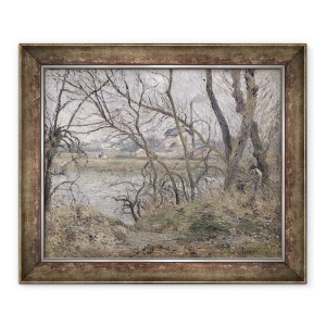 Tablou inramat - Camille Pissarro - Bancile Oise, langa Pontoise, Vremea innorata, 50 x 60 cm