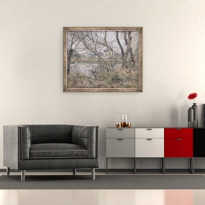 Tablou inramat - Camille Pissarro - Bancile Oise, langa Pontoise, Vremea innorata, 50 x 60 cm - Img 2