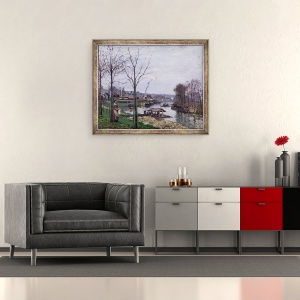 Tablou inramat - Camille Pissarro - Casa de spalat, Pontoise Port-Marly, sau Casa de spalat, 50 x 60 cm - Img 2