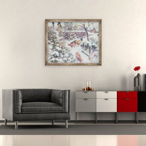 Tablou inramat - Camille Pissarro - Effet de Neige a Montfoucault, 50 x 60 cm - Img 2