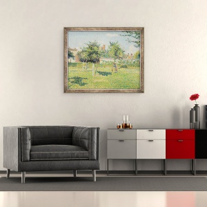 Tablou inramat - Camille Pissarro - Femeie in lunca la Eragny, Primavara, 50 x 60 cm - Img 2