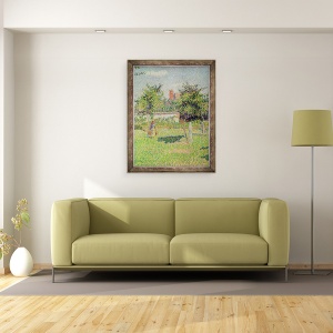 Tablou inramat - Camille Pissarro - Femeie in lunca la Eragny, Primavara, 70 x 90 cm - Img 2