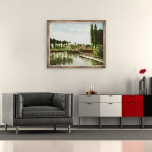 Tablou inramat - Camille Pissarro - Lock la Pontoise, 50 x 60 cm - Img 2