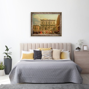 Tablou inramat - Canaletto - Doge vizita Biserica si Scuola di San Rocco, 70 x 90 cm - Img 3