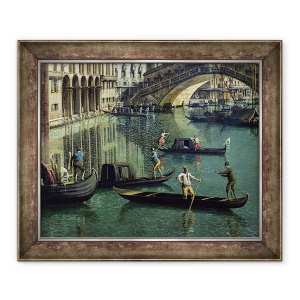 Tablou inramat - Canaletto - Gondolieri langa Podul Rialto, 70 x 85 cm