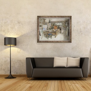 Tablou inramat - Carl Larsson - The Studio, din seria A Home, 70 x 90 cm - Img 2