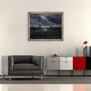 Tablou inramat - Caspar David Friedrich - Sea Shore in lumina lunii, 50 x 60 cm - Img 2