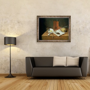 Tablou inramat - Casparus Smits - Natura moarta cu articole de fumat, 60 x 80 cm - Img 2