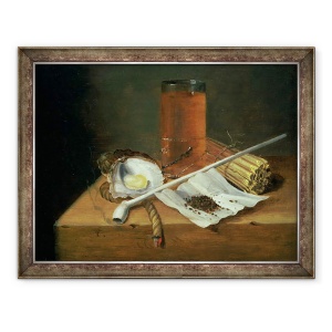 Tablou inramat - Casparus Smits - Natura moarta cu articole de fumat, 70 x 90 cm
