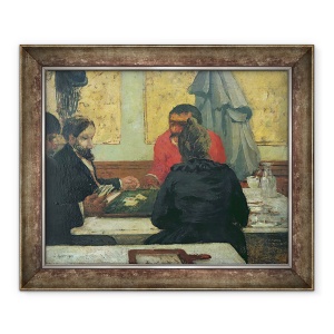 Tablou inramat - Charles Cottet - Jucatori de carti, 50 x 60 cm