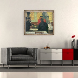 Tablou inramat - Charles Cottet - Jucatori de carti, 50 x 60 cm - Img 2