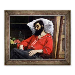 Tablou inramat - Charles Emile Auguste Carolus-Duran - The Convalescent, sau The Wounded Man, detaliu taiat de artistul din Vizita la convalescenta, 50 x 60 cm