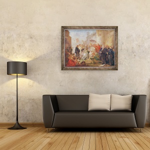 Tablou inramat - Charles Joseph Natoire - Intrarea solemna a monseniorilor Nicolas-Joseph de Paris ca episcop de Orleans in 734, 60 x 80 cm - Img 2