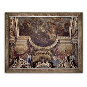 Tablou inramat - Charles Le Brun - Pasajul pe Rin in prezenta dusmanilor 1672, 60 x 80 cm