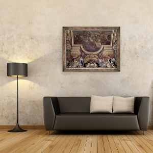 Tablou inramat - Charles Le Brun - Pasajul pe Rin in prezenta dusmanilor 1672, 60 x 80 cm - Img 2