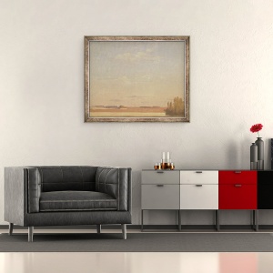 Tablou inramat - Christian Friedrich Gille - Vedere a acoperisurilor unei suburbii din Dresda, 50 x 60 cm - Img 2