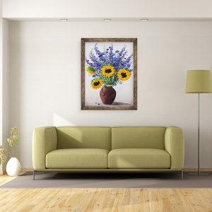 Tablou inramat - Christopher Ryland - Flori de vara in Brown Ulcior, 70 x 90 cm - Img 2