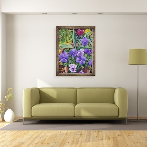 Tablou inramat - Christopher Ryland - Ghivece de flori cu panselute, 70 x 90 cm - Img 2