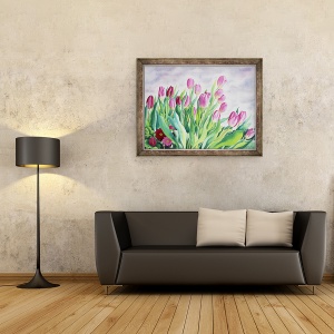 Tablou inramat - Christopher Ryland - Lalele dupa fereastra, 70 x 90 cm - Img 2