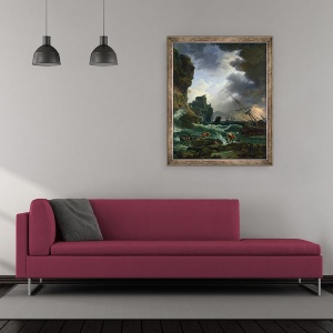 Tablou inramat - Claude Joseph Vernet - Furtuna, 50 x 60 cm - Img 2