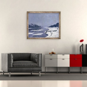Tablou inramat - Claude Monet - Placile de gheata pe Sena la Bougival, 50 x 60 cm - Img 2