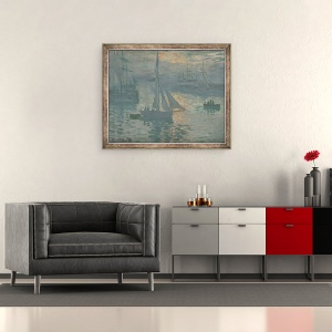 Tablou inramat - Claude Monet - Rasarit de soare Marina, 50 x 60 cm - Img 2